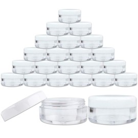 (Quantity: 25 Pieces) Beauticom 5G/5ML Round Clear Jars with White Lids for Small Jewelry, Holding/Mixing Paints, Art Accessories and Other Craft Items - BPA Free