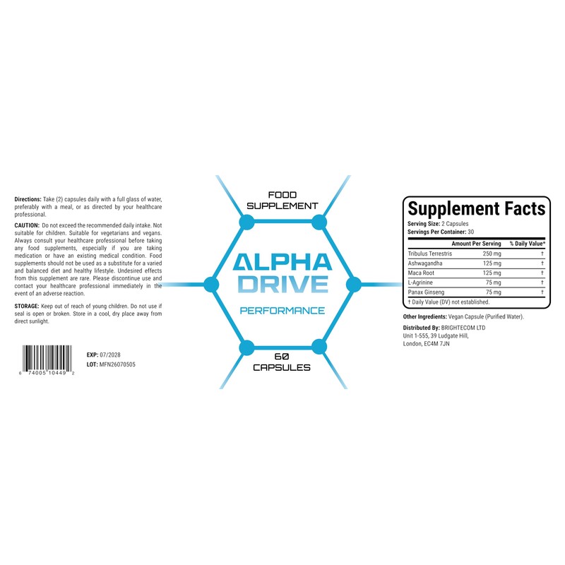Alpha Drive Performance - Energy, Stamina & Vitality Support Supplement
