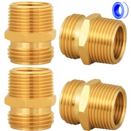 UNWAVER Male to Male Garden Hose Connector,3/4" GHT to 3/4" NPT Brass Double Male Hose Pipe Adapter Fitting,1/2" NPT Female Thread Connect for Faucet,Spigot,Repair-4Pcs