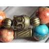 Boho Gipsy White Jade Multi Row Bracelet Tinted Brown Orange