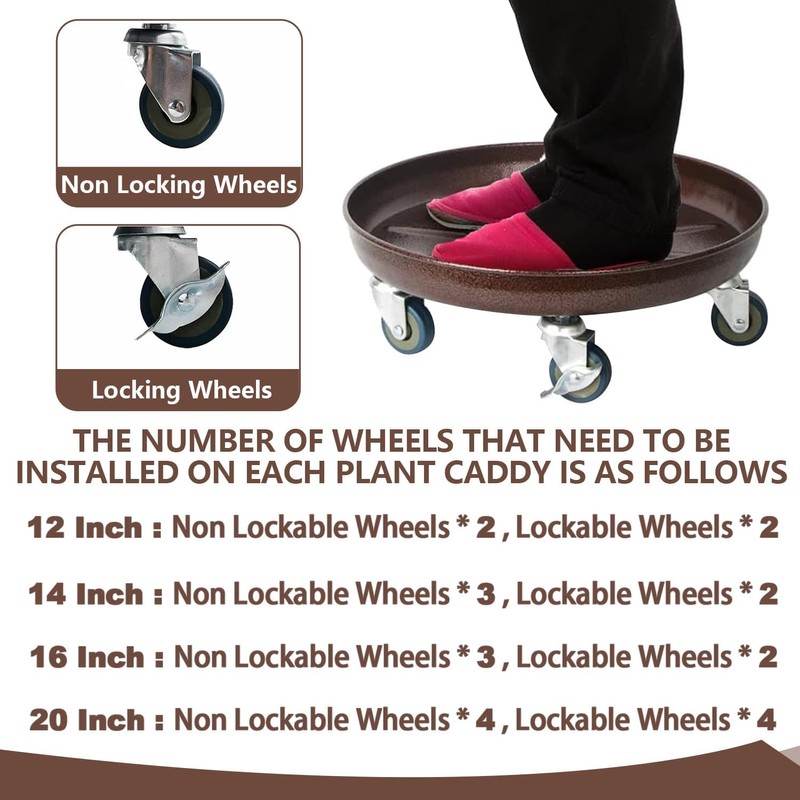 Kaoolaa Plant Caddy with Wheels 12 Inch 2 Pack, Heavy