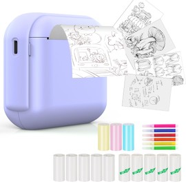 Foluu Mini Bluetooth Thermal Printer - Portable Inkless Photo Text Label Maker for DIY Handcrafts, Sketches, Lists, Memo, Notes, Journals, Receipts - Instant Printing Machine (Purple)