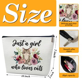 Cat Lover Gift Travel Cosmetic Bag, Cat Mother Gift Makeup Bag, Cat Themed Gift, Cat Mom Mothers Day Gift, Cat Mom Stuff Cat Purse, Cat Gift for Girl, Animal Lovers Gift, Just A Girl Who Loves Cat