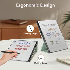 CoBak Case for Remarkable Paper Pro -with Pen Holder, Nibs Storage and Multi-Angle Foldable Stand Feature -Perfect Choice of Remarkable Paper Pro Case with Pen Holder, Agave Green