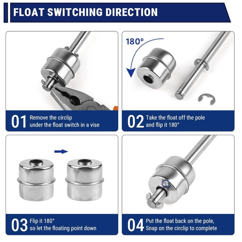 Uadme Vertical Float Switch, 110 V 150 mm Double Ball