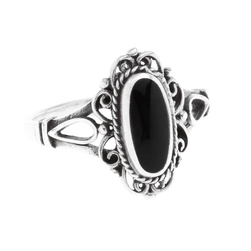 Windalf Alisa Women's Ring 14 mm Silver Ring Black Onyx