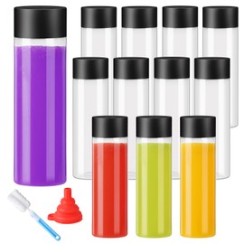 YBCPACK 12 Pack 400ml Plastic Bottles with Lids, Heat Resistant, 100% Food Safe Reusable Plastic Juice Bottles for Hot & Cold Drinks, Water, Milk, Smoothie and Other Beverages (Dishwasher-Safe)