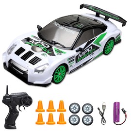 Gobesty Remote Controlled Car from 6 Years, 1:24 RC Drift Car, 15 km/h 4WD Remote Controlled Racing Car with Work Lights, 2.4 GHz Toy Car, RC Car, Gifts for Children and Adults