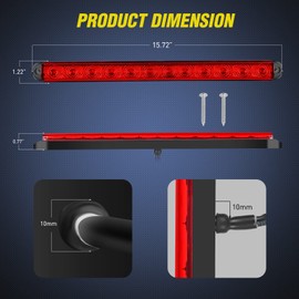Nilight Trailer Light 16Inch 12 LED Red Running Brake Sequential Turn Signals Lights Waterproof Rear Maker ID Bar for 12V Boat Truck RV