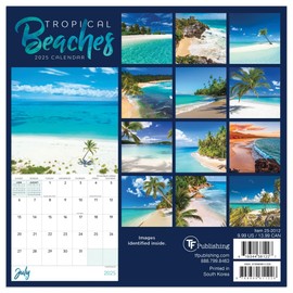 TF PUBLISHING 2025 Tropical Beaches Mini Calendar - Large Grids for Appointments and Scheduling - Vertical Monthly Wall Calendar 2025 - Home and Office Organization - Premium Thick Gloss Paper - 7"x7"