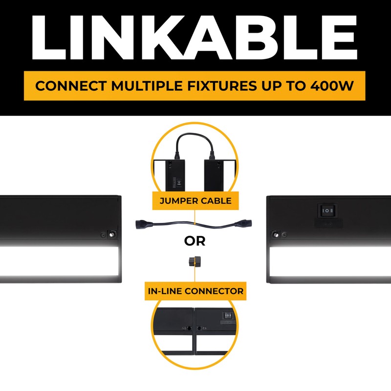 LED Under Cabinet Lighting Hardwired - 3CCT 12 Inch Black