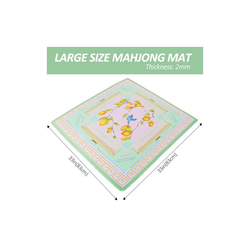 Jongyance Green American Learning Mahjong Mat (33”x33”), Anti-Slip, Mahjong Mat