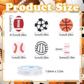 EVERMARKET 100pcs Sports Ball Beads Sports Polymer Clay Beads Bulk,Baseball Football Basketball Volleyball Rugby Beads DIY Crafts Beads for Jewelry Making Key Chains Earring Bracelet Necklace