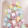 Weysat 24 Pcs Pastel Candy Cane Christmas Decorations Macaron Lollipop Christmas Tree Picks Peppermint Xmas Decorations Large Lollipop Tree Picks for Home Xmas Topper Holiday Vase Party