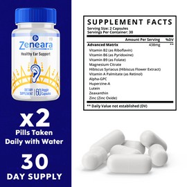 Zeneara (2 Pack) Zeneara, Healthy Ear Support for Ear Ringing & Tinnitus (120 Capsules)