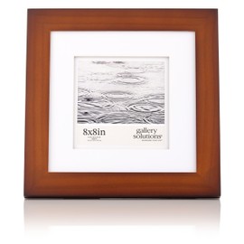 Gallery Solutions with 8"x8" Flat Walnut Frame - Square Tabletop or Wall Mount - For 5"x5" Pictures - Premium Walnut Wood with Double White Mat - Versatile-Elegant For Home or Office Décor - Traditional Photo Frame