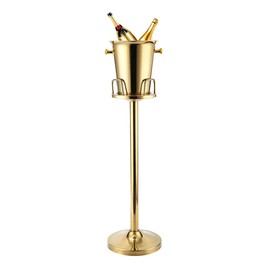 Champagne Bucket with Stand, Gold Ice Bucket Floor Standing Bar Stand Wine Cooler Gold w/stand Stainless Steel Ice Bucket Wine Ice Bucket Champagne Chiller for BBQ, Parties, Bars, Ktv, Clubs