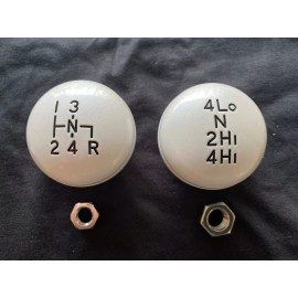 Vintage K5 SM465 NP205 Pearl White Billet Aluminum T-Case & Transmission Shift Knob Set