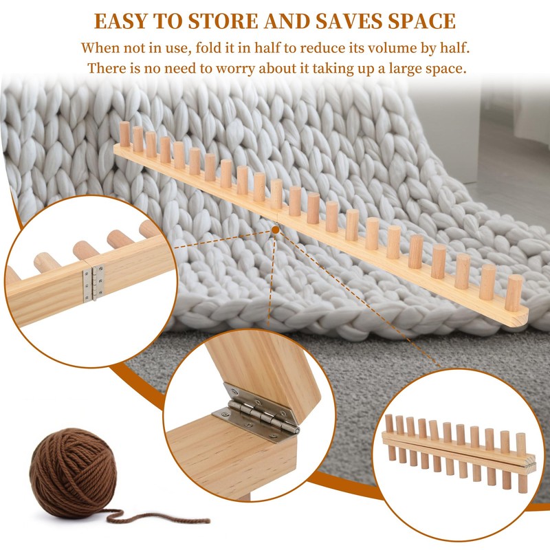48" Chunky Blanket Loom, Foldable Chunky Knitting Loom for Blankets