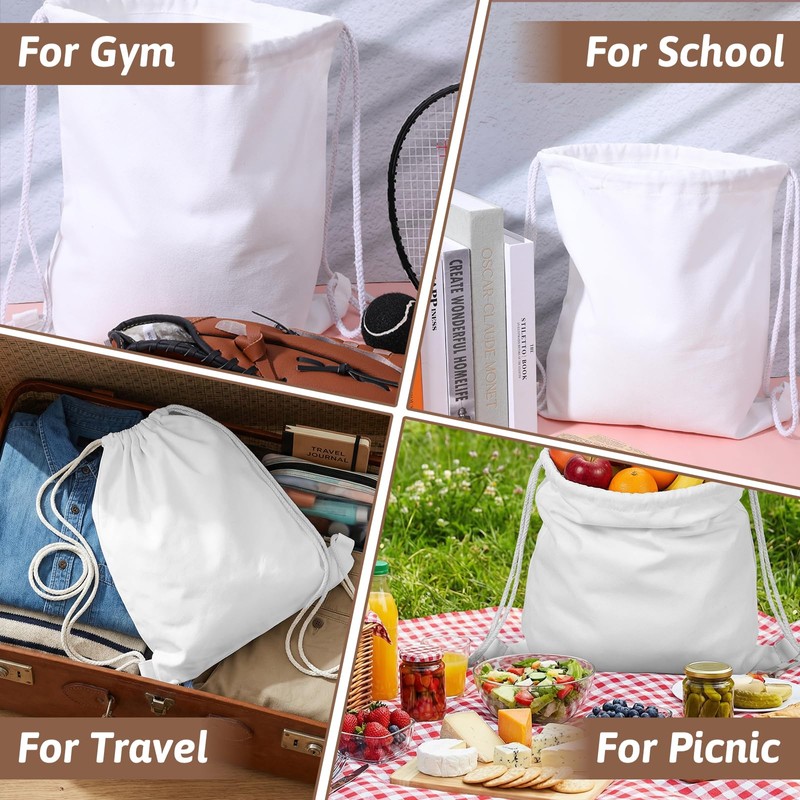 KALIONE Cotton Canvas Drawstring Backpack Bag, 1Pack Cotton Drawstring Bags,