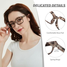 JiSoo Oversized Reading Glasses for Women 2.0, Stylish Designer Readers Large Frame with Spring Hinge, 2.0 Demi Gray