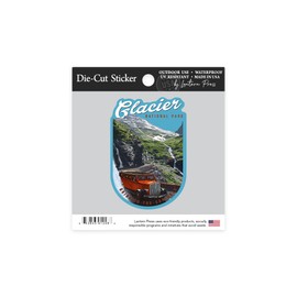 Die Cut Sticker Glacier National Park, Montana, Going to The Sun Road, Contour Vinyl Sticker 1 to 3 inches (Waterproof Decal for Cars, Water Bottles, Laptops, Coolers), Small