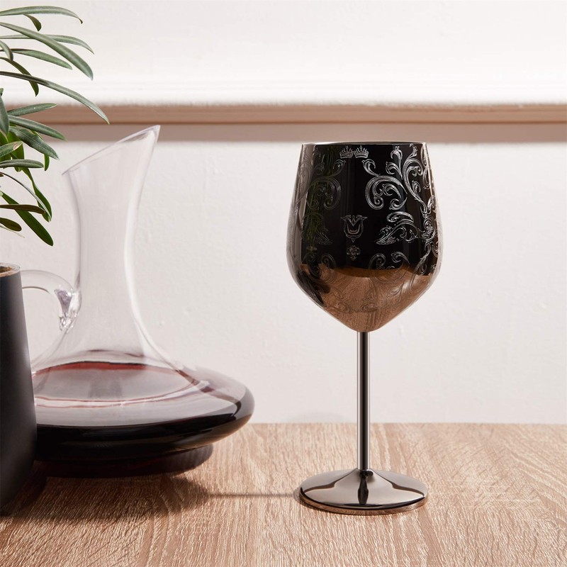 Sky Fish Stainless Steel Wine Goblets 2-Pack 18oz | Black