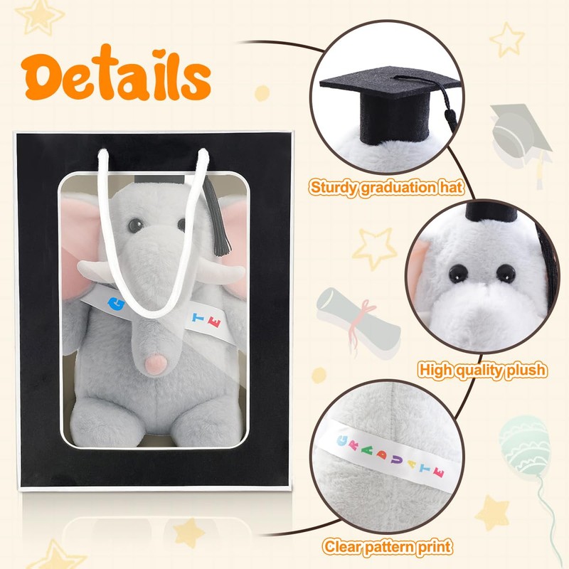 seewavom Graduation Gifts 2024 Graduation Stuffed Animal Elephant Graduation Plush