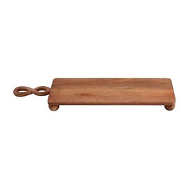 Mud Pie 7" x 28" Footed Twisted Handle Board, Brown