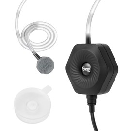 hygger - Mini bomba de aire para acuario pequeña Betta - Bomba de aireación de oxígeno con tubo de piedra de aire, ventosa para pecera de 0.5-15 galones