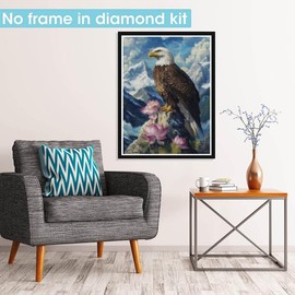 Pavemlo 5D Diamond Art Kits for Adults Eagle on The Snow Mountain, Full Drill Diamond Art Animals Paint with Diamonds, DIY Cross Stitch Jewel Art Rhinestone Craft for Home Wall Decor 12x16 Inch