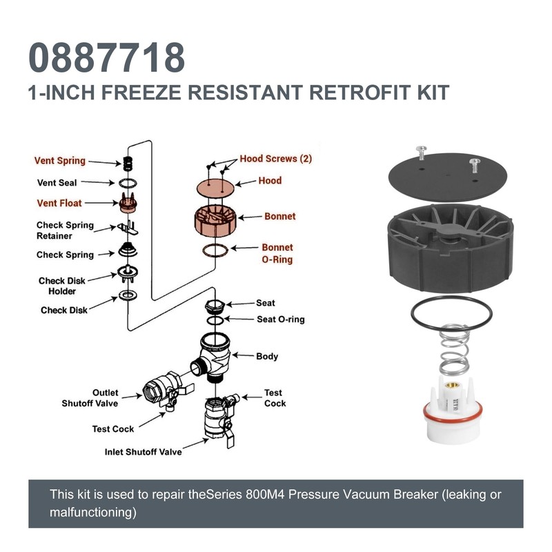 Thaekuns 0887718 1 Inch Backflow Convert Kit for WATTS 800M4-QT,