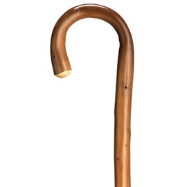 Walking Cane - Men's crook handle, x-heavy genuine 1" natural chestnut wood, , 36" long w/rubber tip