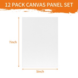 FIXWAL Canvas Boards for Painting 12 Pack, 5x7 Inch Art Paint Canvas Panels Gesso Primed Acid-Free 100% Cotton White Blank Flat Canvas Boards Acrylics Oil Watercolor Tempera Paints