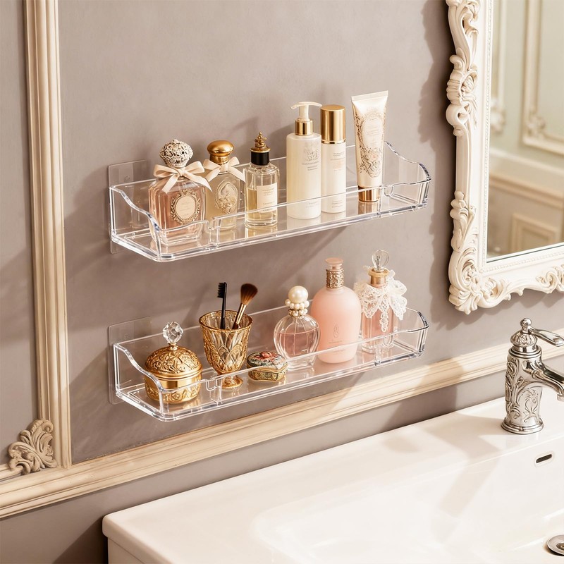 EIIXMSO Floating Shelves for Wall, Acrylic, Clear, 2 Count