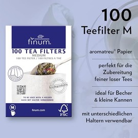 Finum Bolsas de filtro de té desechables para té suelto, blanco, mediano, 100 unidades