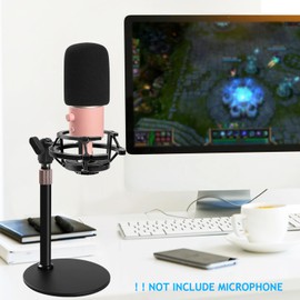 Microphone Stand with Shockproof Mount, Foam Windshield, Adjustable Microphone Mount with Pop Filter, Reduces Vibration for Razer Seiren X Microphone by Frgyee
