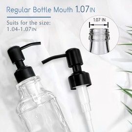 JASAI Durable 304 Stainless Steel Soap Dispenser Pump, Rustproof Black Satin Soap Dispenser Pump Replacement for Regular Mouth(2 Pack)