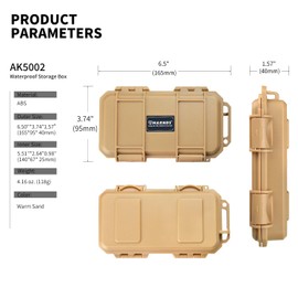 Harnds Waterproof Storage Box with Sponge, Shockproof and Pressure-resistant Sealing Structure, Wild Survival Storage Box for Camping, Boating and Water Sports (Warm Sand, 16.5 x 9.5 x 4 cm)