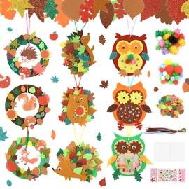 Kaisibum 358 Pieces Felt Autumn Craft Children's Set, Owl Craft Set, Hedgehog Craft Sets, Autumn Crafts for Children, DIY Craft Item Set for Autumn Festivals
