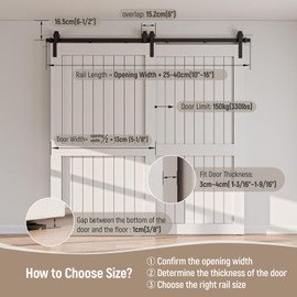 4-14FT Bypass Sliding Barn Door Hardware Kit Single Track System Carbon Steel Basic Roller Hanger Easy to Install Fit Double 36" Wide Doors Panels (6ft Single Track Bypass)