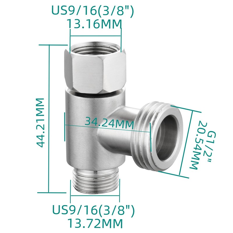 Tecmolog Add On Tee Fitting Stainless Steel Toilet Water Supply