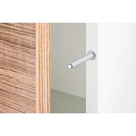 Gedotec Push Catch Push-to-Open Stop Buffer for Drilling with Rubber Buffer Short Version Grey Door Damper with Ejection Path 20 mm Pack of 2 Furniture Catch Cupboard Door with Counter Plate