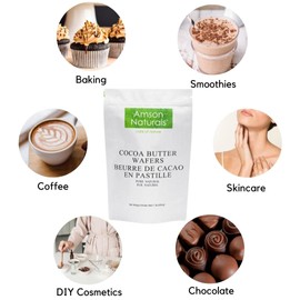 Cocoa Butter Wafers (Food Grade) 1lb / 454g / 16oz by Amson Naturals-100% Pure & Natural, Non-Deodorized, Food Grade, Fresh For Recipes, Cooking, Smoothies, Coffee, Skincare, Haircare.