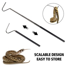 DONGKER Snake Capture Hook, 19.5-66 cm Extendable Snake Catcher, Telescopic Snake Hook Made of Stainless Steel for Pet Snakes Under 2 Pounds to Catch, Such as Grain Snakes, King Snakes etc.