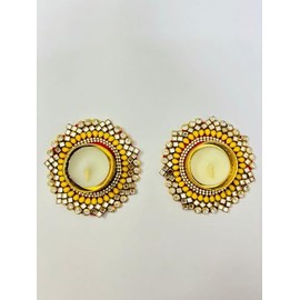 2Pcs of Designer Tealight Candle Holders for Side or Center Table Dining Room Lighting Home Decoration Diwali Gifts Navratri Dussehra Diya for Home Decoration