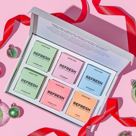 Refresh Plant Based Gum Sampler Pack, Sugar Free, Long Lasting Chewing Gum with Stevia, Xylitol, Natural Flavors & Organic Ingredients, Non GMO, Peppermint, Garden Mint, Bubblegum, Peach & Raspberry Variety Pack, 12 Pcs, 6 Pack