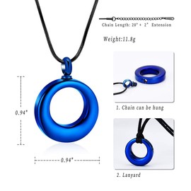 Minicremation Cremation Jewelry Urn Necklace for Ashes Stainless Steel Circle of Life Eternity Memorial Keepsake Urn Pendant for Ashes (Blue)
