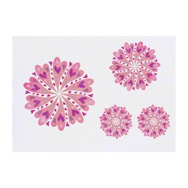 4 x 'Pink Heart Mandala' Temporary Tattoos - Water Resistant, Skin-Safe, Non-Toxic Transfers, Mixed Sizes (TO00081932)