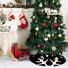 MACTING Christmas Tree Skirt, 30 Inches Black Burlap Tree Skirt